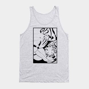 Tiger Mother Kiss in Black and White Tank Top